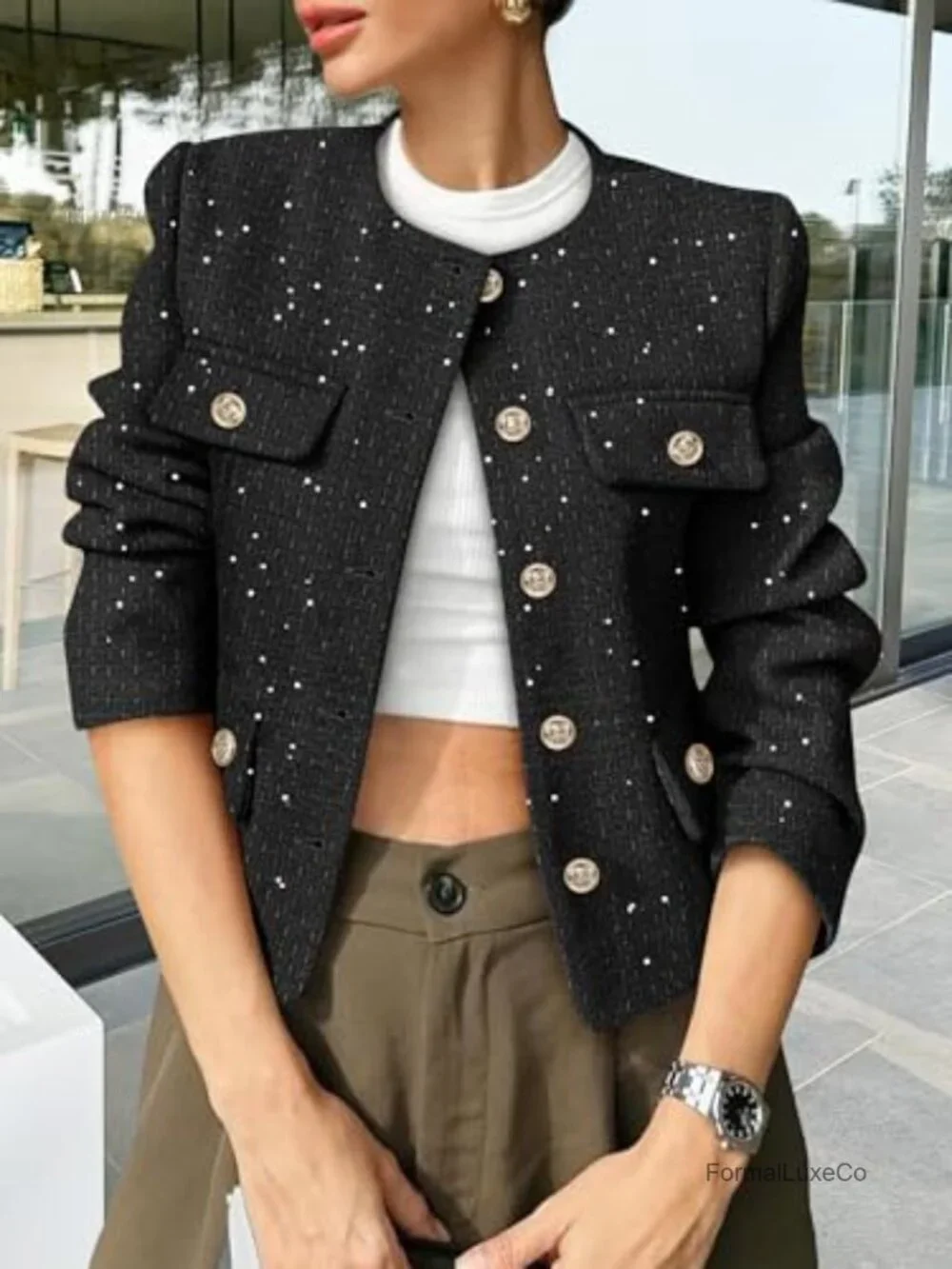 N/A cropped tweed